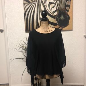 NWT Chico’s Knit Kit Fringe Top Sz S/M